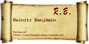 Reinitz Benjámin névjegykártya